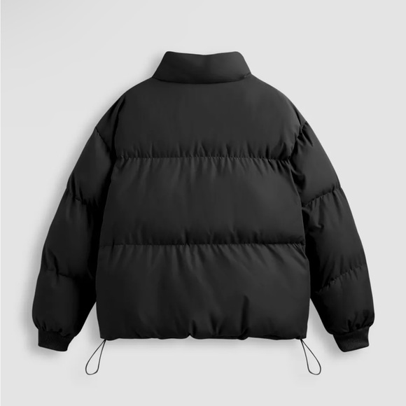 Cider Solid Zip Up Stand Collar Puffer Jacket - Black Large - Picture 2 of 10